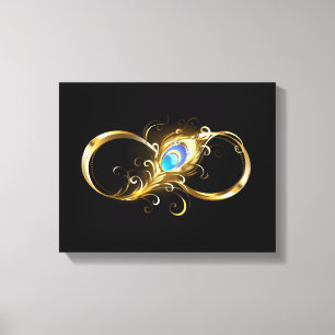 Infinity with Golden Peacock Feather Canvas Print