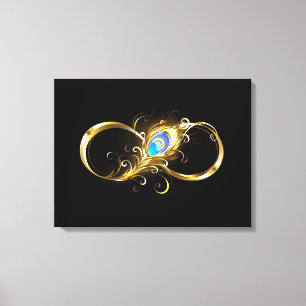 Infinity with Golden Peacock Feather Canvas Print