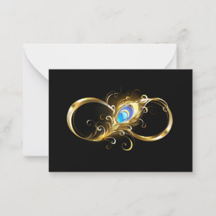 Infinity with Golden Peacock Feather Card
