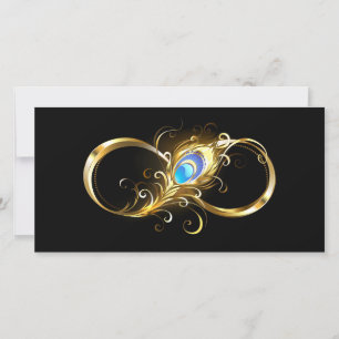 Infinity with Golden Peacock Feather Card