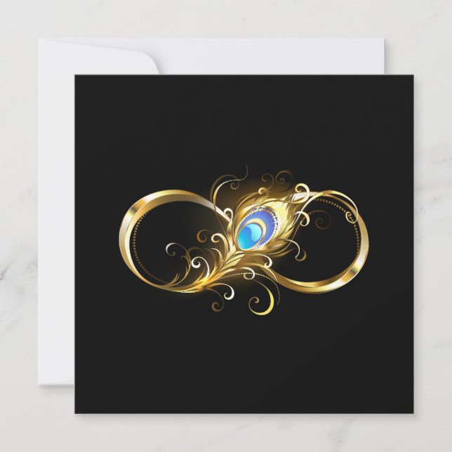 Infinity with Golden Peacock Feather Card (Front)