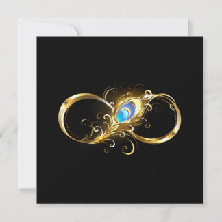 Infinity with Golden Peacock Feather Card