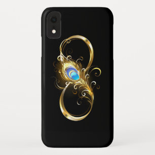 Infinity with Golden Peacock Feather iPhone XR Case