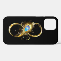 Infinity with Golden Peacock Feather
