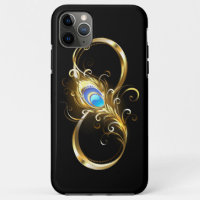 Infinity with Golden Peacock Feather