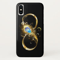 Infinity with Golden Peacock Feather