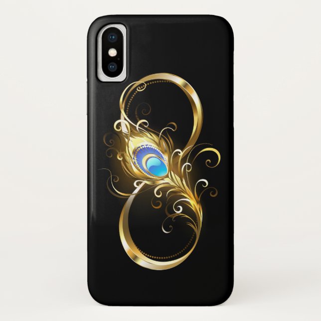 Infinity with Golden Peacock Feather Case-Mate iPhone Case (Back)