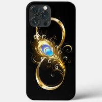 Infinity with Golden Peacock Feather
