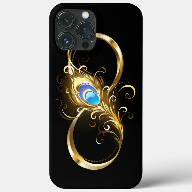 Infinity with Golden Peacock Feather Case-Mate iPhone Case (Back)
