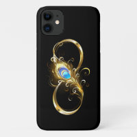 Infinity with Golden Peacock Feather