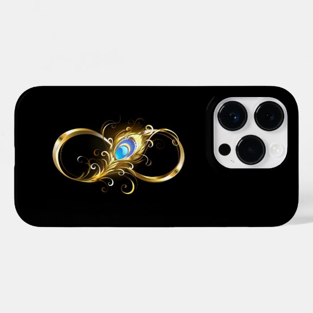 Infinity with Golden Peacock Feather Case-Mate iPhone Case (Back (Horizontal))
