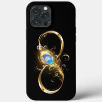 Infinity with Golden Peacock Feather