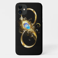 Infinity with Golden Peacock Feather