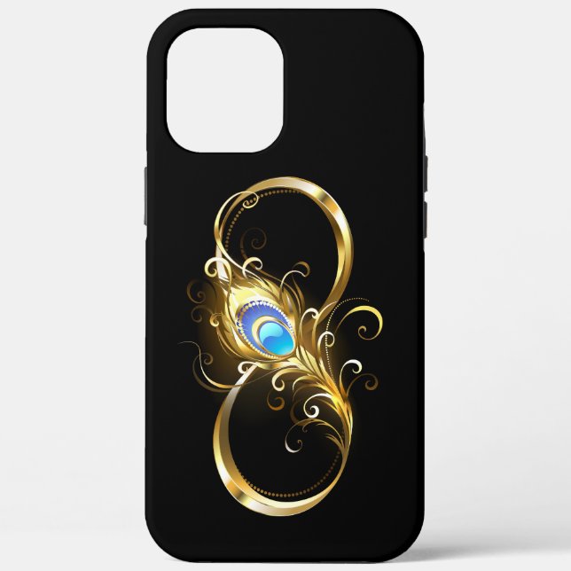 Infinity with Golden Peacock Feather Case-Mate iPhone Case (Back)