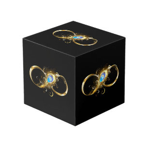 Infinity with Golden Peacock Feather Cube