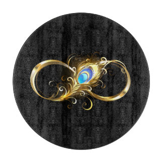 Infinity with Golden Peacock Feather Cutting Board