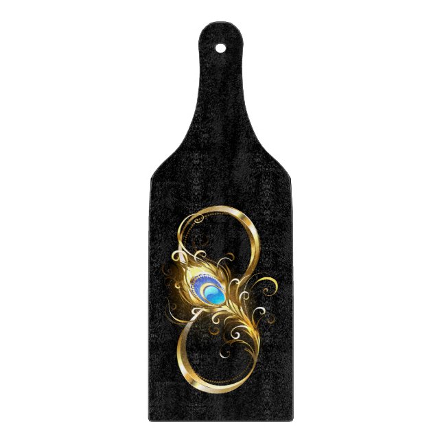 Infinity with Golden Peacock Feather Cutting Board (Front)
