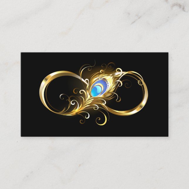 Infinity with Golden Peacock Feather Discount Card (Front)