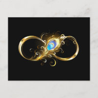 Infinity with Golden Peacock Feather