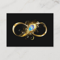 Infinity with Golden Peacock Feather