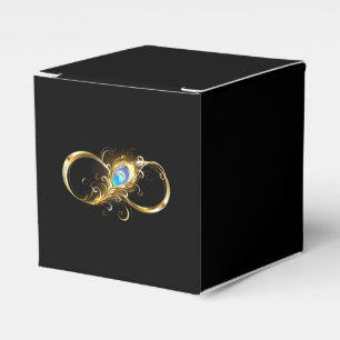 Infinity with Golden Peacock Feather Favour Box