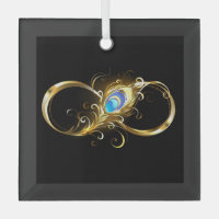 Infinity with Golden Peacock Feather