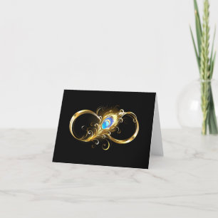 Infinity with Golden Peacock Feather Holiday Card