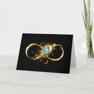 Infinity with Golden Peacock Feather Invitation