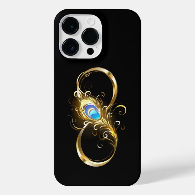 Infinity with Golden Peacock Feather iPhone Case (Back)