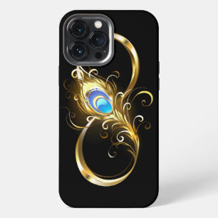 Infinity with Golden Peacock Feather iPhone 13 Pro Max Case