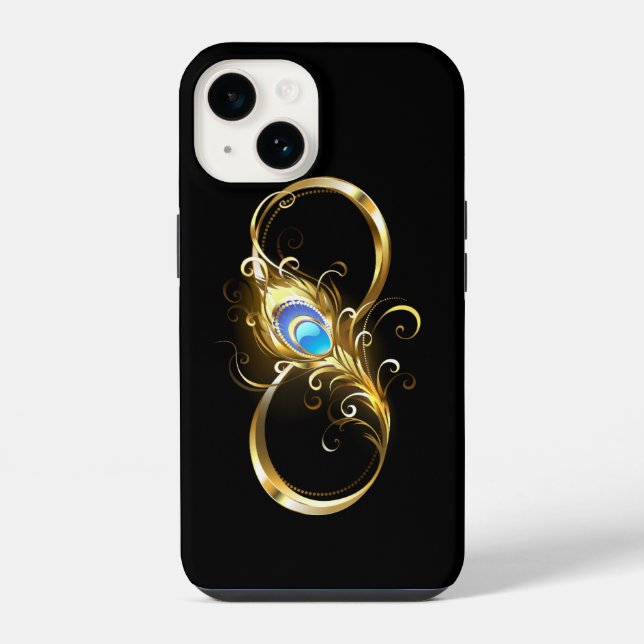 Infinity with Golden Peacock Feather iPhone Case (Back)