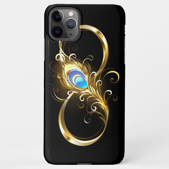 Infinity with Golden Peacock Feather iPhone Case (Back)