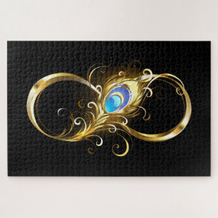 Infinity with Golden Peacock Feather Jigsaw Puzzle