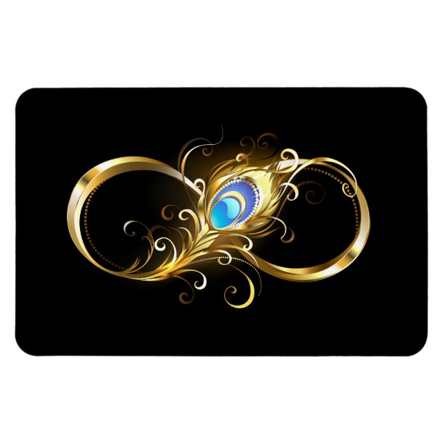 Infinity with Golden Peacock Feather Magnet (Horizontal)