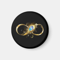 Infinity with Golden Peacock Feather