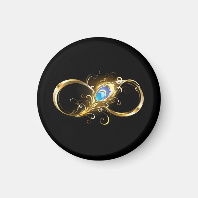 Infinity with Golden Peacock Feather Magnet (Front)