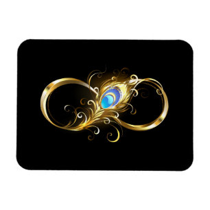 Infinity with Golden Peacock Feather Magnet
