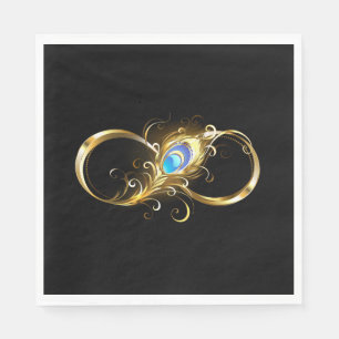 Infinity with Golden Peacock Feather Napkin