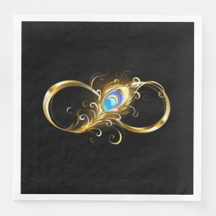 Infinity with Golden Peacock Feather Napkin