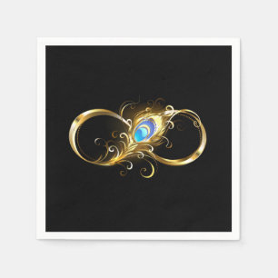 Infinity with Golden Peacock Feather Napkin