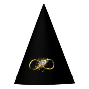 Infinity with Golden Peacock Feather Party Hat
