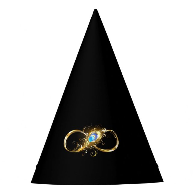 Infinity with Golden Peacock Feather Party Hat (Front)