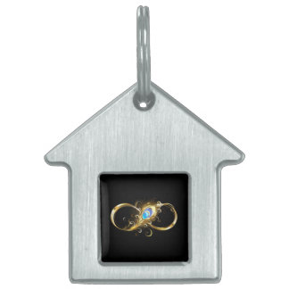 Infinity with Golden Peacock Feather Pet ID Tag