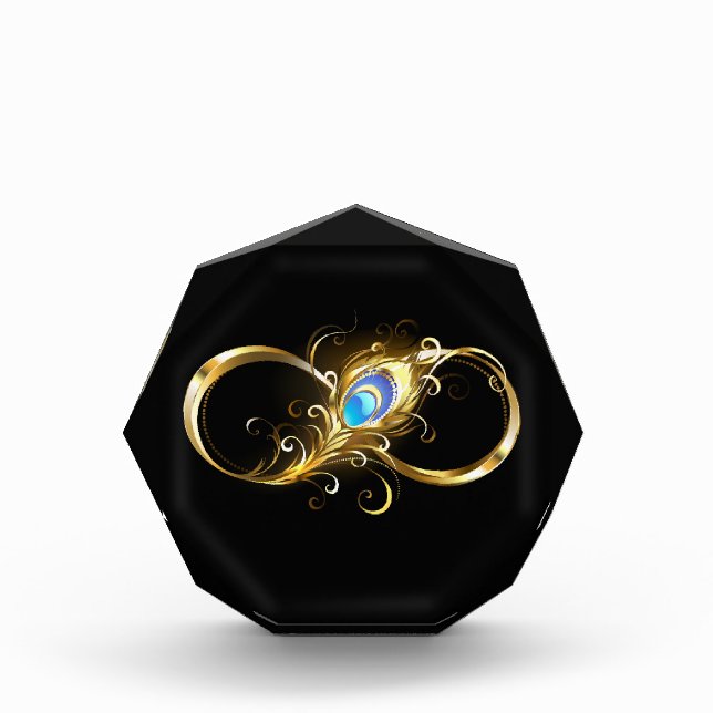 Infinity with Golden Peacock Feather Photo Block (Front)