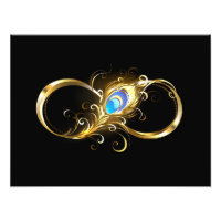 Infinity with Golden Peacock Feather