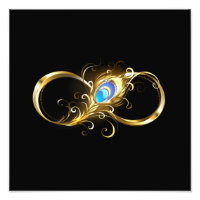 Infinity with Golden Peacock Feather