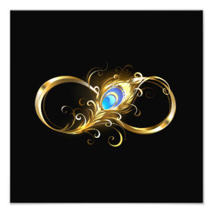 Infinity with Golden Peacock Feather Photo Print