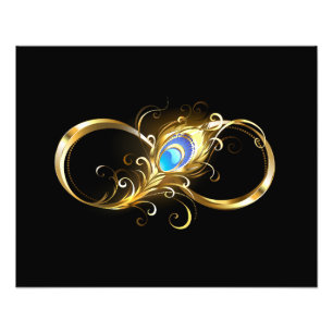 Infinity with Golden Peacock Feather Photo Print