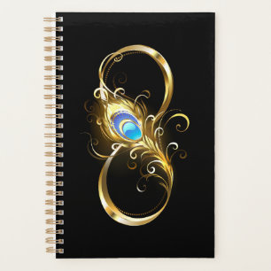 Infinity with Golden Peacock Feather Planner
