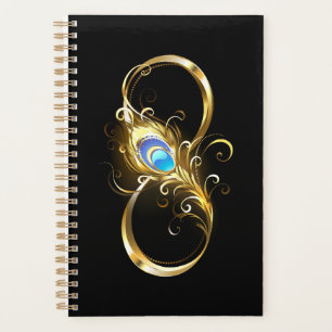 Infinity with Golden Peacock Feather Planner